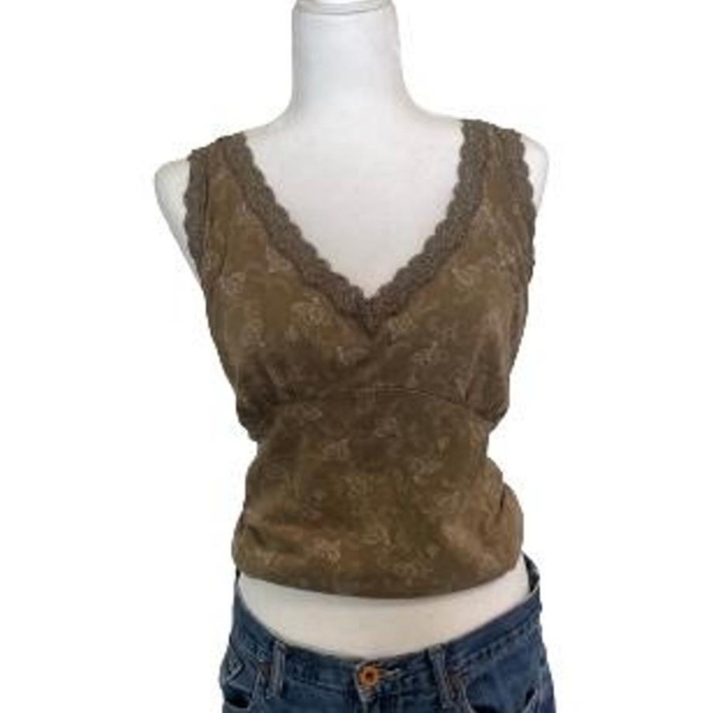 Lace Trim Olive Green Women's Top